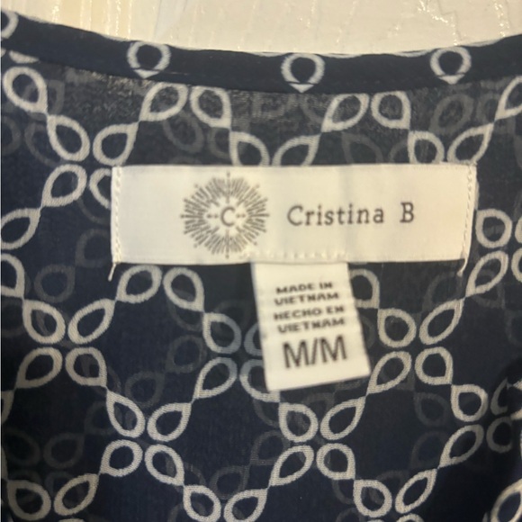 Cristina B Tank Top Blue with White Design Medium (EUC) - Picture 2 of 3